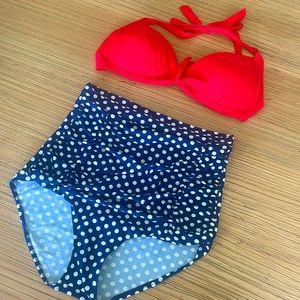 High waisted, retro style bikini set